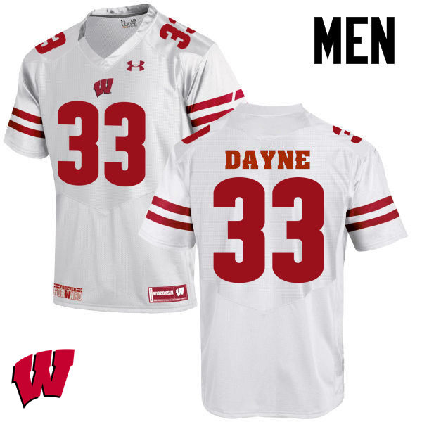 Wisconsin Badgers Men's #33 Ron Dayne NCAA Under Armour Authentic White College Stitched Football Jersey OO40O64FE